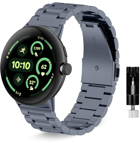ZoRoll Metal Armband für Google Pixel Watch 5 45mm/Watch 4 45mm/3 45mm | Ersatzarmband Herren & Damen für Google Pixel Watch 4 45mm/5 45mm - Grau