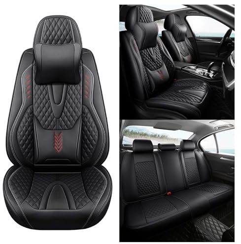 nenyan Autositzbezüge Komplett Set Universal in Premium Design | Schonbezüge für die Vordersitze & Rückbank | Auto Sitzbezüge Airbag Geeignet | Wasserdicht Sitzbezug - Schwarz