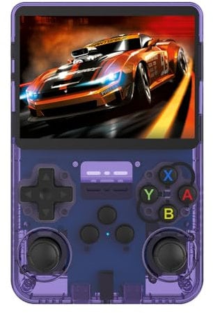 KINMRIS R36S Retro Handheld Spielkonsole, Retro Konsole 3,5-Zoll-IPS-Bildschirm, 128 G über 40.000 Spiele, tragbare Spielkonsole für Kinder und Erwachsene, unterstützt mehrere Emulatoren (Lila)