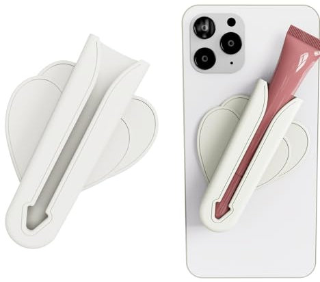 Heart Shape Lip Gloss Holder Phone Case, Lipstick Holder Phone Case.Silicone Lipgloss Holder, Adhesive Lip Gloss Balm Phone Card Holder for iPhone and Android (White)