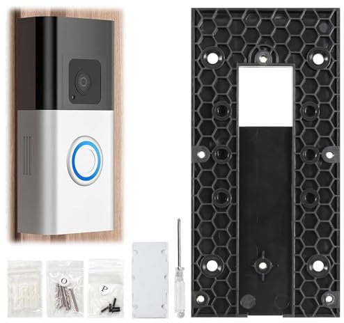 No Drill Doorbell Mount for Ring, Doorbell Accessories Faceplate Only Compatible with Video Battery Doorbell Pro, Plus, Doorbell 3, 3 Plus, 4 Generation, Doorbell Angle Bracket for Apartment