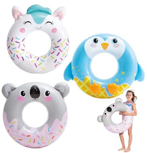 1 anello da nuoto gonfiabile, ciambella, 30 (76 cm), koala, foca, unicorno, ciambella, giocattolo gonfiabile, grande galleggiante, acqua per adulti, bambini, estate, piscina, spiaggia, feste