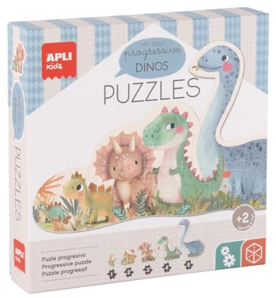 APLI Kids 20124 - My First Dinos, 5 Progressive Puzzles mit großen Teilen für EIN komplettes 15-teiliges Puzzle, geeignet für Kinder ab 2 Jahren