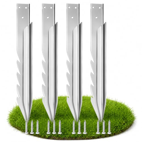 4Pcs Galvanized Fence Post Repair Spike & Ground Anchors for Swings (400mm) | Spike Swing Fixings,Windproof,Rainproof,Heavy Duty Wooden Post Fixings,for Garden Playhouse,Climbing Frame & Swing Set