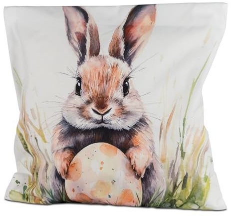 formano Kissen 45 x 45 cm Ostern Aquarell Hase mit Osterei - wetterfestes Outdoor Kissen mit Füllung & Reißverschluss, schmutzabweisendes Polyester Dekokissen Zierkissen