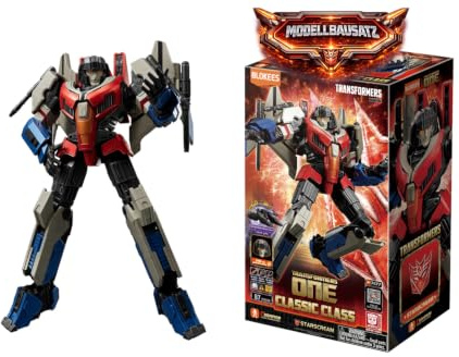 BLOKEES – Transformers Starscream 16, Modellset für Kinder ab 12 Jahren, 12,6 cm Roboter mit Lichtfunktion, 20 bewegliche Elemente, Stecksystem ohne Kleber, Zubehör und 2 Standfüße, Sammelmodell