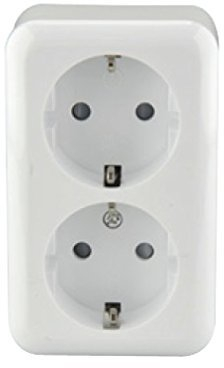 Unitec Schutzkontakt-Steckdose 2-Fach Standard, AP, elektroweiß