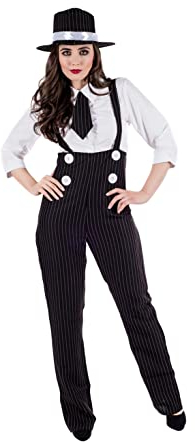 Fun Shack Mafia Kostüm Damen Gangster, Gangsterbraut Kostüm Damen, Pantomime Kostum Frauen, 20er Jahre Anzug, Halloween Kostum Frau, Karneval & Fasching, XXL