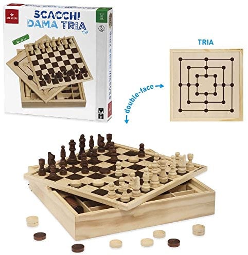 Dal Negro 53908 - Scacchi Dama Tria, Legno Naturale, 2 o piu'giocatori
