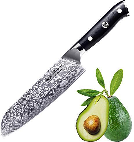 Kitchen Emperor Cuchillo Santoku Damasco, Cuchillo Acero Damasco, Cuchillos de Cocina Profesionales, Prima 67 Capas de Acero