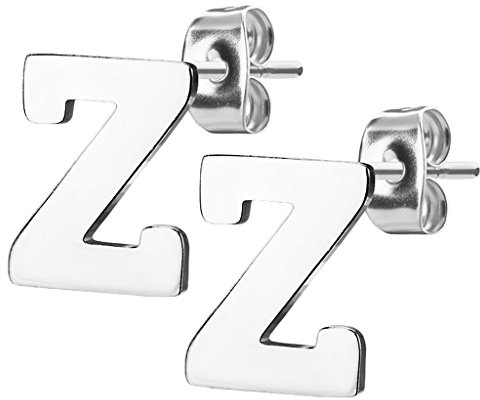 Mianova Damen Kinder Ohrstecker Ohrringe Stecker mit Buchstaben Alphabet Edelstahl Silber