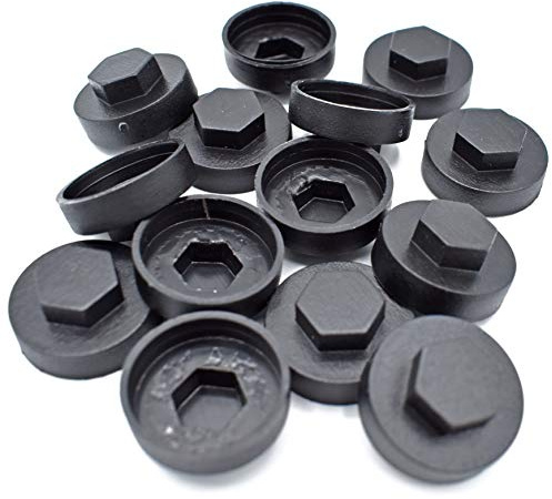 1000 x HEX TEK 16mm Roofing & CLADDING TEK Screw Push ON CAPS Weather Seal Black