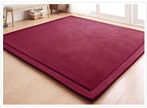 Fancytan Teppich Für Kinderzimmer, Krabbelmatte, Kinder Spielmatte Weich Teppiche Tatami for Schlafzimmer, Wohnzimmer, Klassenzimmer, Grape Red, 200 x 200 cm
