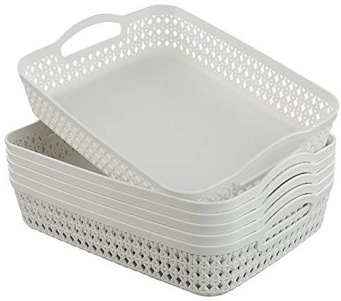 Hokky Plastic A4 Basket Tray, 6-Pack White Baskets Tray