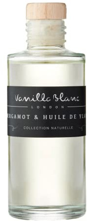Vanilla Blanc Nachfüllpackung aus natürlichem Kork für Duftlampen und Potpourris, Duftstäbchen für ätherische Öle, 100 ml (Bergamot & Huile de Ylang)