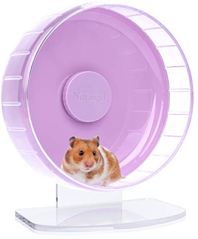 Niteangel Superleise Hamster-Trainingsräder: Leise Spinner Hamster Laufräder mit verstellbarem Ständer für Hamster, Rennmäuse, Mäuse oder andere Kleintiere (M, Lila)