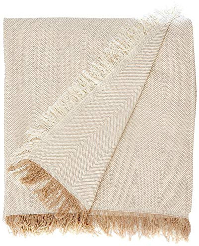 Martina Home Spiga Foulard Multiuso, 80% Cotone, 20% Poliestere, Ecru e Beige, 300 x 260 cm