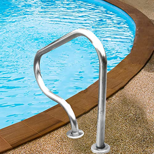 YERT- Pasamanos de Piscina, barandilla de Escalera de Piscina de 3 Curvas, Material de Acero Inoxidable, Seguro y Antideslizante, Juego Completo de Accesorios, Plateado
