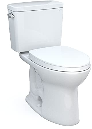 TOTO Drake Two-Piece Elongated 1.6 GPF Universal Height TORNADO FLUSH Toilet with 10 Inch Rough-In, CEFIONTECT, and SoftClose Seat, WASHLET+ Ready, Cotton White - MS776124CSFG.10#01