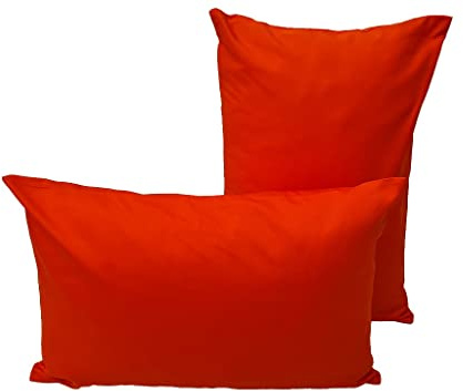 Lemos Home Kissenhülle mit Füllung Dekokissen 2 Stück aus 100% Baumwolle Kollektion Konzept, Farbe & Größe wählbar (Kissenhülle mit Füllung 2er Set - 50x30cm, Orange)