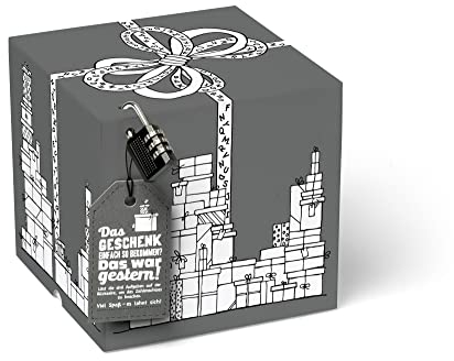 SURPRISA Rätselbox | Geldgeschenke Verpackung, Gutscheine zum Geburtstag oder Hochzeit | große Geschenkbox Geschenkrätsel, grau