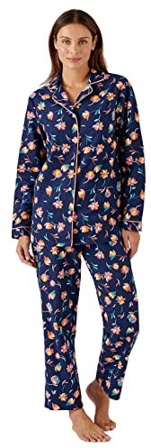 Damart - Pyjama en Flanelle Femme Marine Imprimé Taille M