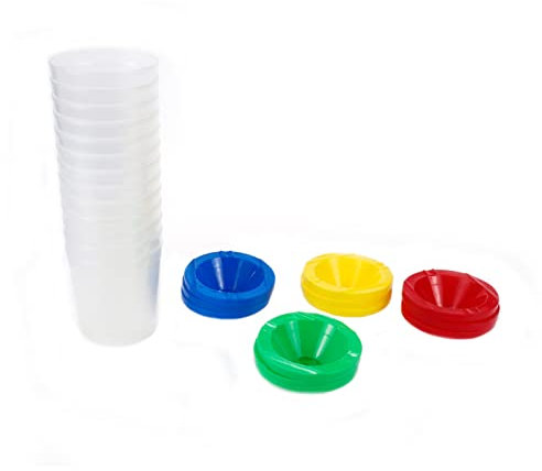 Pastlla 12Pcs Plastic color paint cup with Colored Lids No-Spill Anti-pouring plastic paint cup for Kids, School, Classroom, Artist Studio