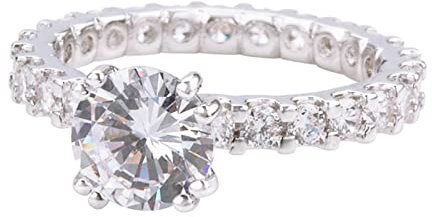 Musihy Verlobungsring Damen, Damenring Eternity Ring Zirkonring Kreis Kanal Fassung Zirkonia Weiß Ringgröße 55 Mama Geschenk