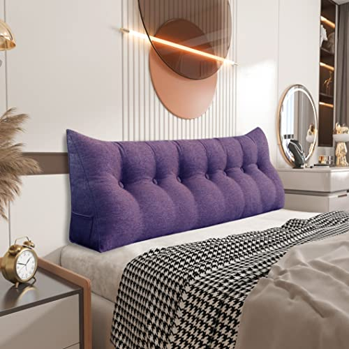 Johnear Rückenkissen Keilkissen Bett Lesekissen,Rückenlehne Kissen für Sofa Lendenkissen Bettkopfteil, Großes Dreieckige Bettkeil Bücherkissen Stützkissen (Lila,200cm)