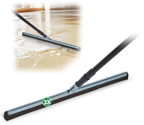Novatool 3X Badabzieher mit Stiel Dusche Edelstahl I Badabzieher Dusche Edelstahl XXL breit Fliesen I Wasser Abzieher Schieber für Boden Wasserabzieher Terasse Boden mit Stiel Abzieher Fenster Profi