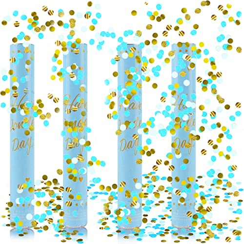 XiXiRan Konfettikanone Set - 4 Stück, 38cm Party Popper, Pistolen, Bombe, Shooter, Gender Reveal, Papier Poppers für Geburtstag
