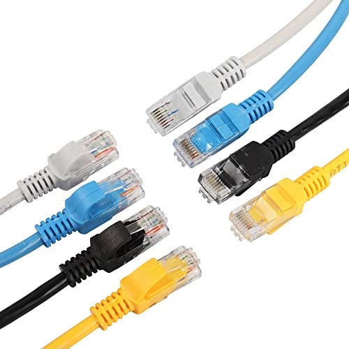 RIIEYOCA Short Cat5e Ethernet Patch Cable 1ft,Snagless RJ45 LAN Network Cord for Router, Modem,Switch, Server(Mixed Color 8 Pack)