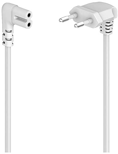 Hama Cavo di alimentazione, angolato su entrambi i lati, spina Euro, forma 8/C7, 1,5 m, bianco