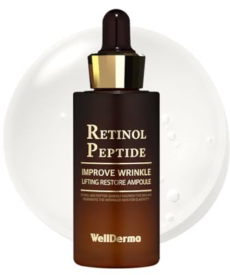 WELLDERMA Retinol Peptide Restore Serum, 30mL / 1.01 fl.oz – Hydrating & Balancing Ampoule with Collagen Complex and Niacinamide