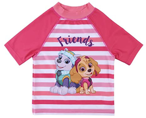 Camiseta de Baño de La Patrulla Canina para Niña - Color Rosa - Talla 36 Meses - Tejido de Secado Rápido - Estampado de Skye y Everest - Producto Original Diseñado en España