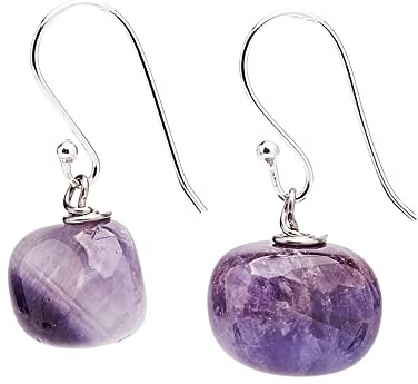 Edelstein Perle Ohrringe für Frauen - Teardrop Form Edelstein und Sterling Silber Haken baumeln Tropfen Ohrringe (Amethyst)