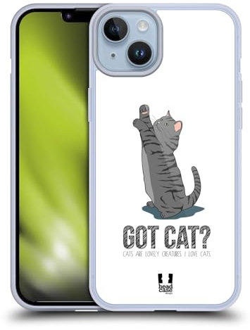 Head Case Designs Gris Tiene Gato Caso de Gel Suave Compatible con Apple iPhone 14 Plus