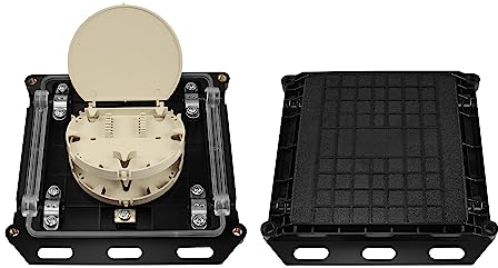 PNGKNYOCN Fiber Optic Junction Box, 2 In 2 Out Fiber Optic Splice Box, Mini Small Square Type 12 Core Core Fiber Optic Outdoor Waterproof Protection Box