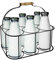 Crystals 6 x Milk Bottle Holder Doorstep, Milk Crate Caddy Holder, Bottle Holders for Wine, Beer with Wood Handle, Sturdy Metal Holder – Black