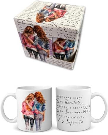 Quodelo Regalos para amigas especiales - Ideal como detalle para regalar - Tazas para amigas con frase entrañable - Regalos originales para mujer - Tazas originales para navidad