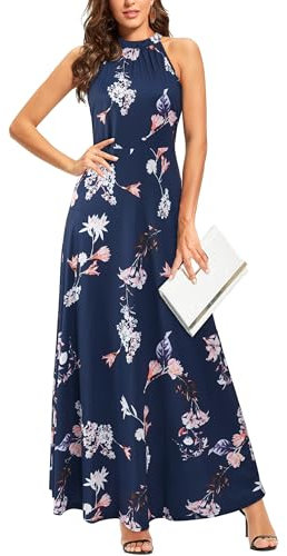 STYLEWORD Sommerkleid Damen Lang Kleid Elegant Maxikleid Sommer Ärmellos Hochzeitskleid für Hochzeit (Floral Z42, L)