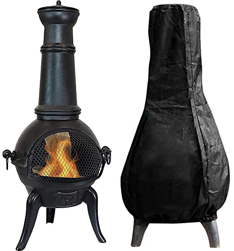 MaLng Outdoor Chimenea Cover, Heavy Duty Waterproof 210D Oxford Fabric Heater Cover Windproof Chiminea Protector Rain Sun UV Protector Electric Garden Patio Heater Protectors 1.2m High