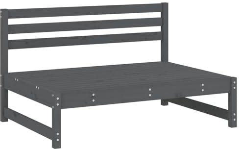 vidaXL Garten Ecksofa, Modular Gartenmöbel, Sofa Lounge Sessel für Garten Terrasse Balkon, Gartensofa Gartensessel, Grau Massivholz Kiefer