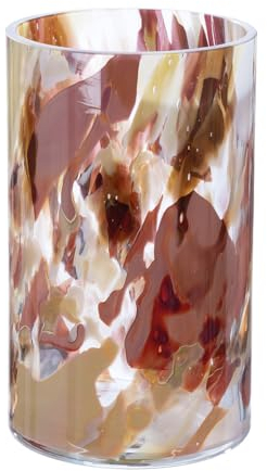 GILDE GLAS art Deko Vase Blumenvase - Glasvase aus Farbglas - Deko Wohnzimmer Geschenk für Frauen Höhe 24 cm Braun Rot
