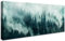 Mit Rahmen Leinwand Bilder Nebliger Wald Bild auf Leinwandbilder Poster Nebliger Wald Bäume Landschaft Bild Natur Kiefer Waldland Wandbilder Heim Wohnzimmer Schlafzimmer Wanddekoration 50x120cm