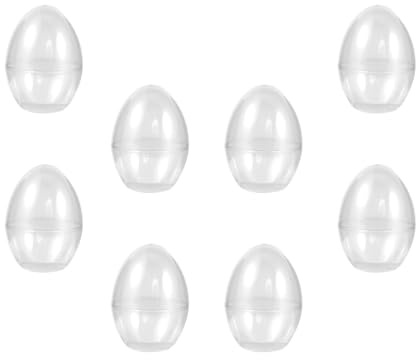 Beavorty 8 Stück riesige befüllbare Ostereier, transparente Kunststoffkugeln, zum Öffnen, Jumbo-Eier, Kekse, Süßigkeiten, leere Kugeln zum Befüllen von Partygeschenken, Keksbehältern,