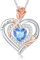 LAVUMO Halskette Damen Silber 925 Doppel Herz Rose Blume Kette Damen Geburtsstein Halsketten Muttertag Geburtstag Valentinstag Weihnachten Schmuck Geschenke Frauen Mama (Silber-Gravur-12-Dezember)