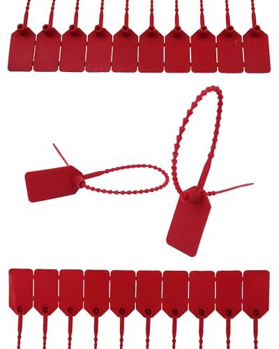 JAVIKA 1000 Stück Kunststoff-Manipulationssiegel-Etiketten, Kabel-Etiketten, Pull-Tite-Sicherheitssiegel, Kabelbinder, Kabelbinder für Gepäckanhänger, Elektronik, Kabelmanagementbinder,