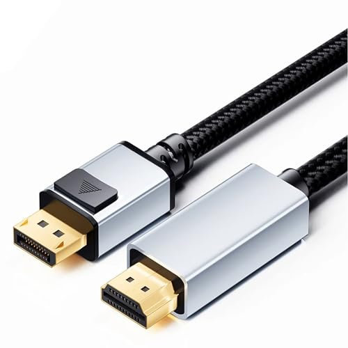 LUKFOCAB 4K 60Hz DisplayPort to HDMI Cable Adapter, 1.65FT/0.5M Short DP 1.2 to HDMI 1.4 Male UHD Cord, Braided Uni-Directional Cord for Dell, NVIDIA, AMD, Lenovo, HP, Monitor, Projector, Desktop