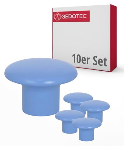 Gedotec Möbelknöpfe für Kinderzimmer | Durchmesser 32 mm | Farbe Hellblau | 10 Stück | Möbelgriffe Kunststoff | COLOUR | Schrankknöpfe bunt | Möbelknauf Kinder | moderne Griffe Möbel | Schrankknauf